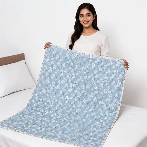 Cotton_Floral_Print_Light_Blue_Single_Bed_Dohar