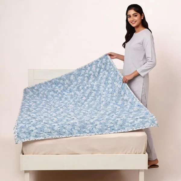 Cotton_Floral_Print_Light_Blue_Single_Bed_Dohar