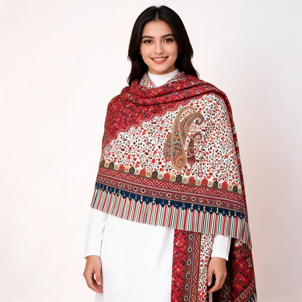 Red_Cotton_Paisley_Floral_Shawl_For_Women