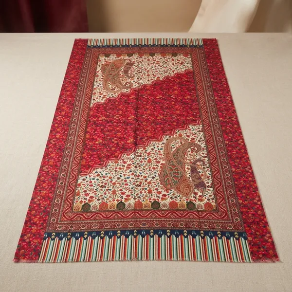 Red_Cotton_Paisley_Floral_Shawl_For_Women