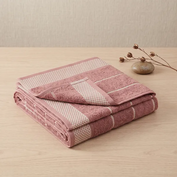 Cotton_Striped_Pink_Bath_Towel