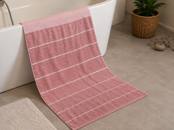 Cotton_Striped_Pink_Bath_Towel