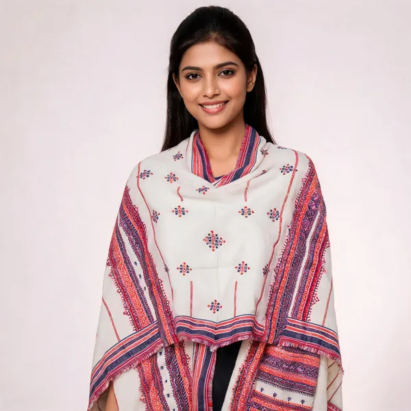 White_Woolen_Striped_Shawl_For_Women