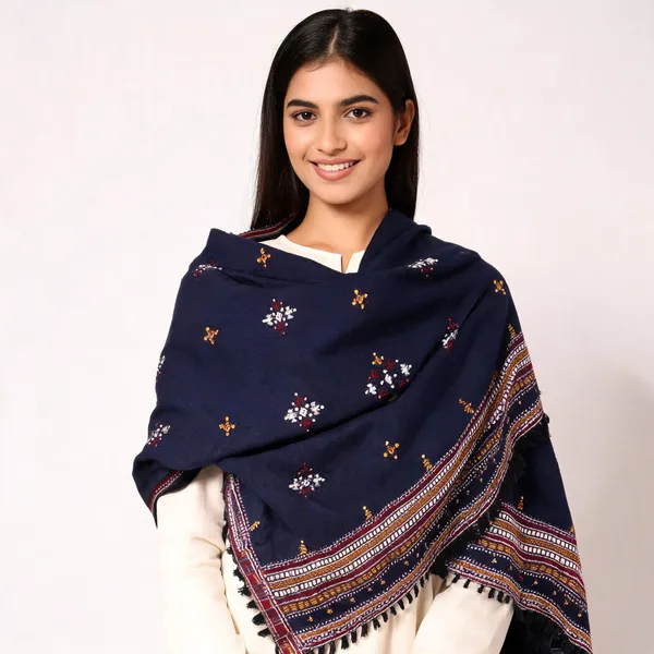 Navy_Blue_Woolen_Geometric_Shawl_For_Women