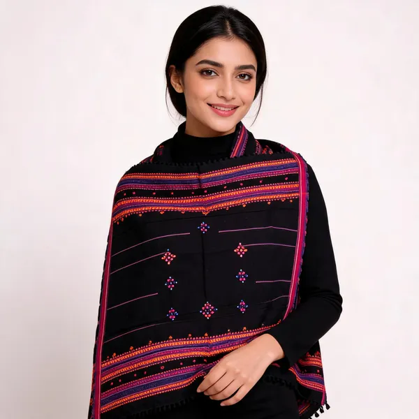 Black_Woolen_Geometric_Floral_Stole_For_Women