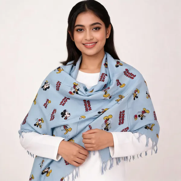 Light_Blue_Cotton_Cartoon_Print_Shawl_For_Women