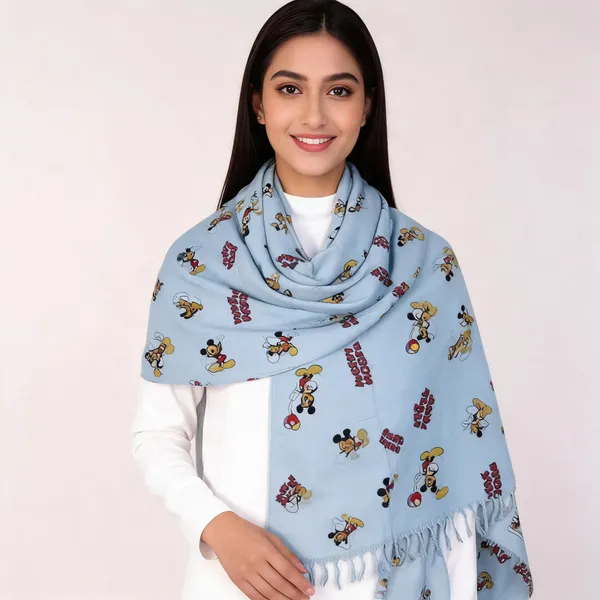 Light_Blue_Cotton_Cartoon_Print_Shawl_For_Women