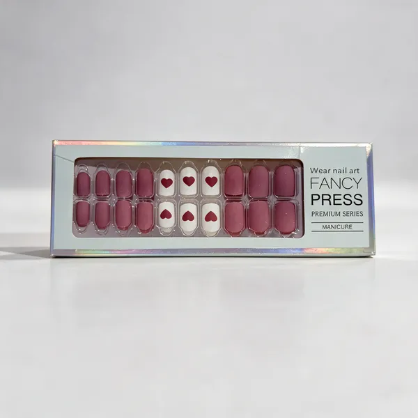 Fancy_Press_Pink_Heart_Accent_Acrylic_Press_On_Nails_For_Girls_-_Pack_Of_1