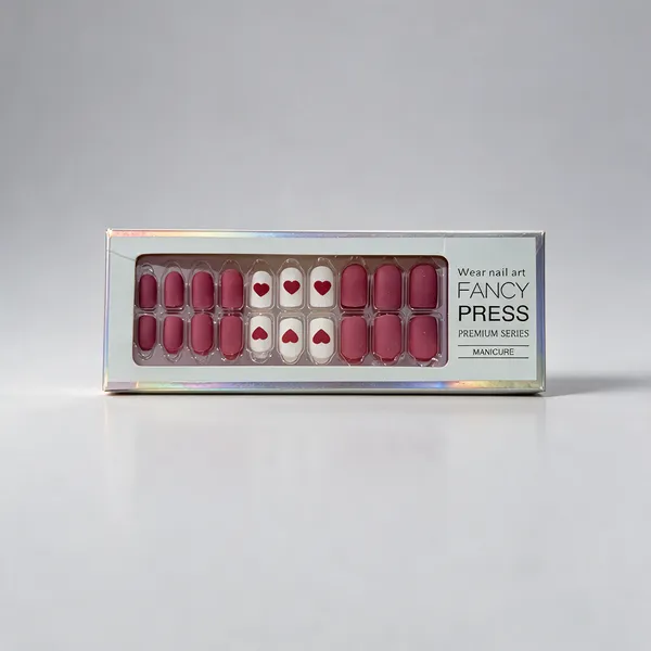 Fancy_Press_Pink_Heart_Accent_Acrylic_Press_On_Nails_For_Girls_-_Pack_Of_1