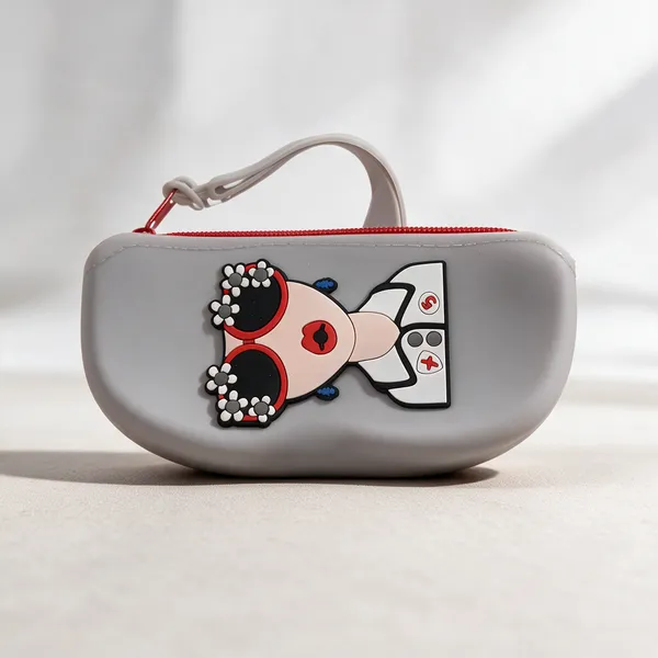 Grey_Polyester_Cartoon_Applique_Zippered_Wristlet_Pouch_For_Women_-_Pack_Of_1