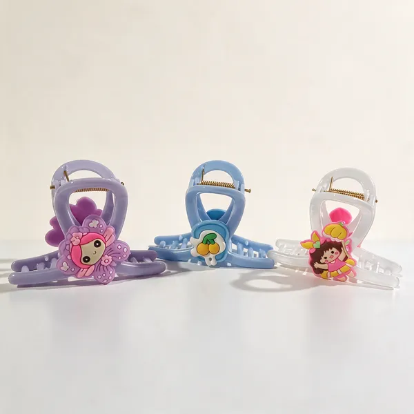 Multicolor_Plastic_Cartoon_Claw_Hair_Clip_Set_For_Girls__-_Pack_Of_9