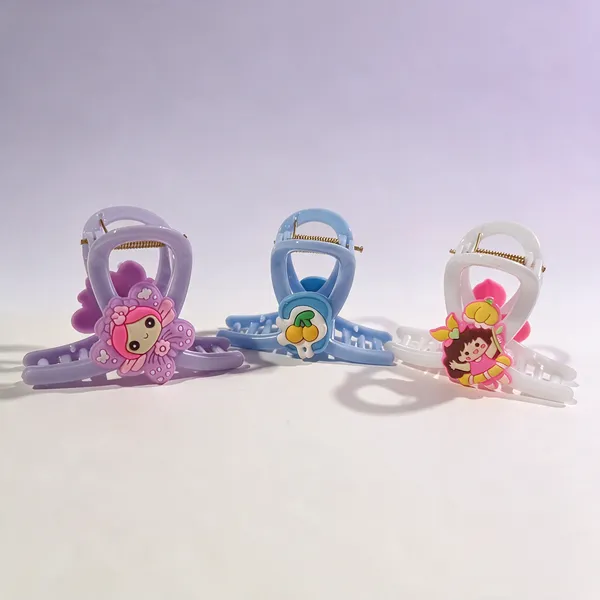 Multicolor_Plastic_Cartoon_Claw_Hair_Clip_Set_For_Girls__-_Pack_Of_9