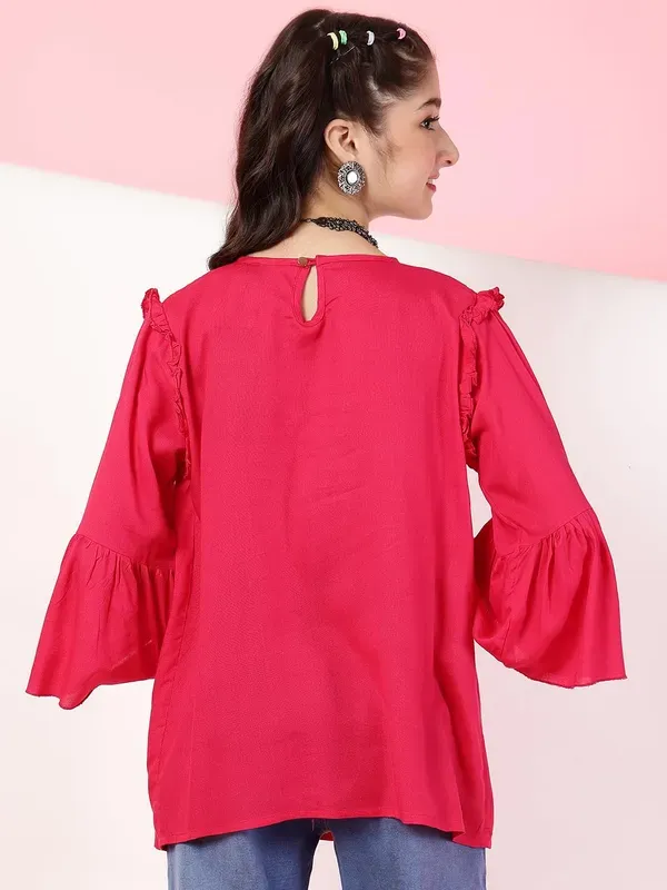 Rani_Rayon_Floral_Embroidery_Round_Neck_Casual_Top_For_Girls