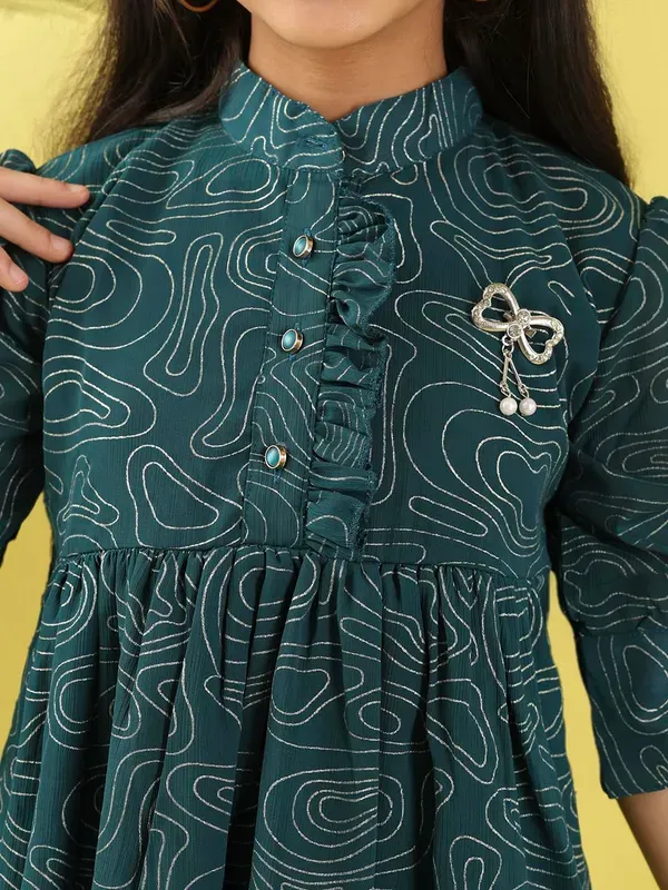 Dark_Blue_Stylish_Foil_Print_Georgette_Top_With_Applique_Design_Top_For_Girls
