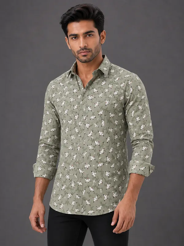 Italian_shirting_Olive_Printed_Slim_Fit_Shirt_for_Men