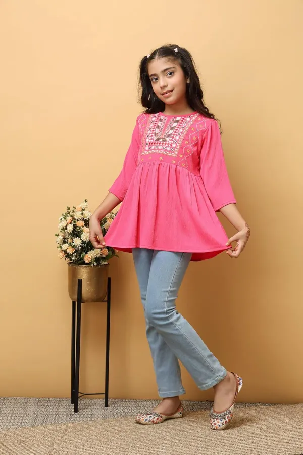 Pink_Floral_Embroidered_Top_For_Girls