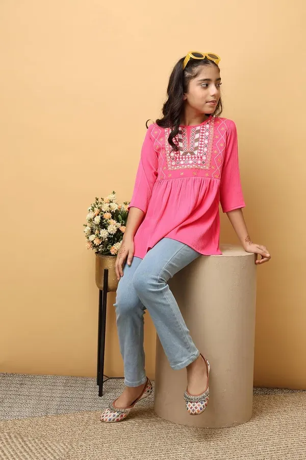 Pink_Floral_Embroidered_Top_For_Girls