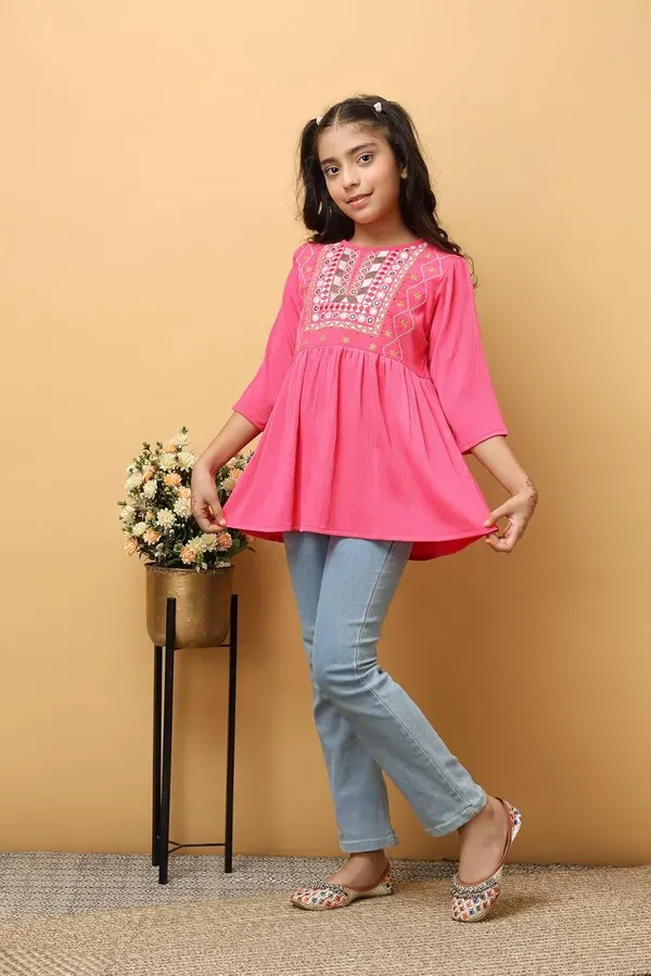 Pink_Floral_Embroidered_Top_For_Girls