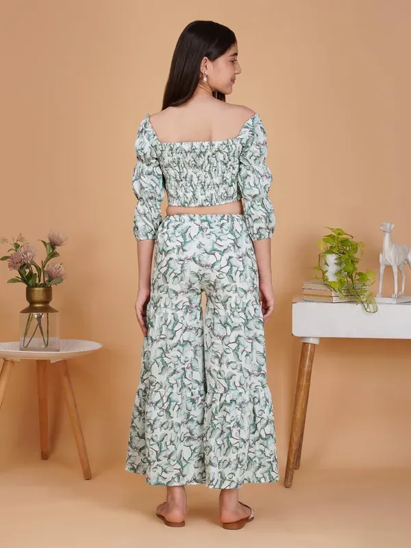 Multicolor_Floral_Smocked_Crop_Top_And_Wide_Leg_Palazzo_Pants_Co-Ord_Set_For_Girls