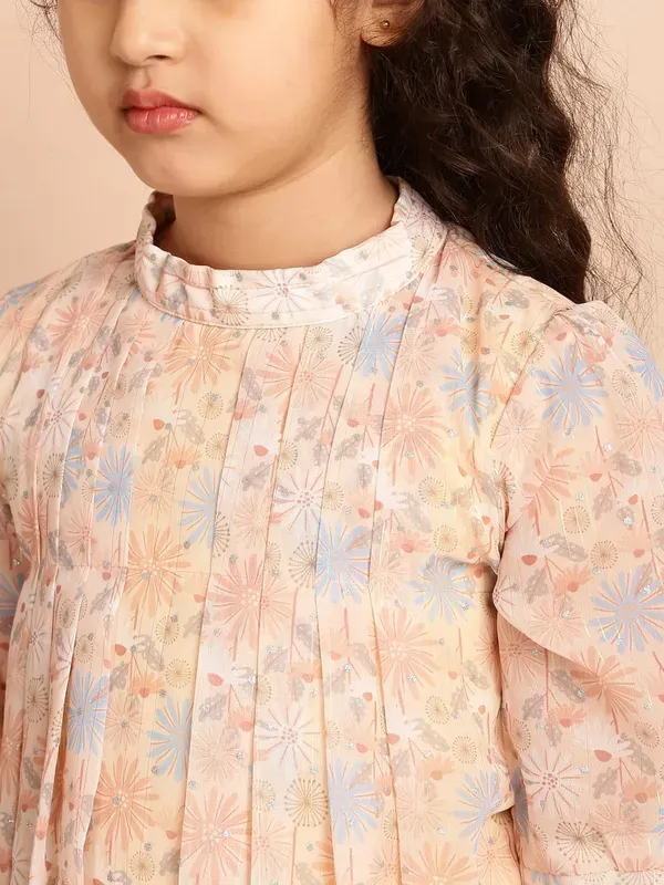 Purple_Puff_Sleeves_Floral_Printed_Regular_Fit_High_Neck_Pleated_Casual_Top