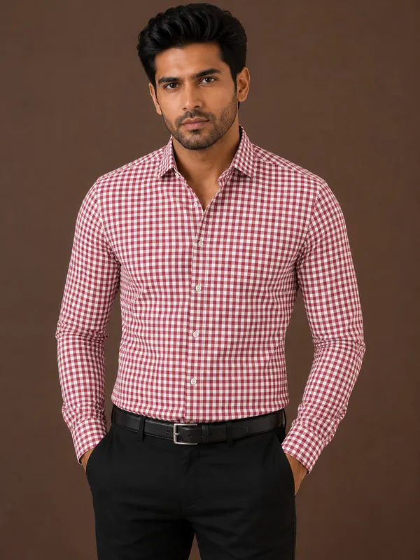 Maroon_Checkered_Slim_Fit_Shirt_for_Men