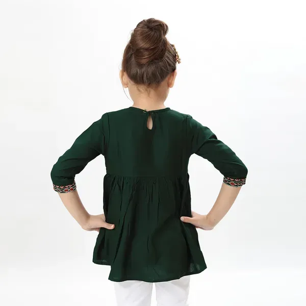 Green_Rayon_Embroidered_Regular_Fit_Tie_Up_Neck_Casual_Top_For_Girls