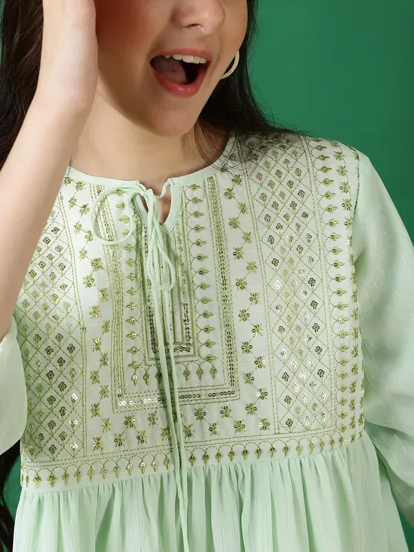 Pista_Georgette_Floral_Sequins_Embroidered_With_Neck_Tie_Up_Top_For_Girls
