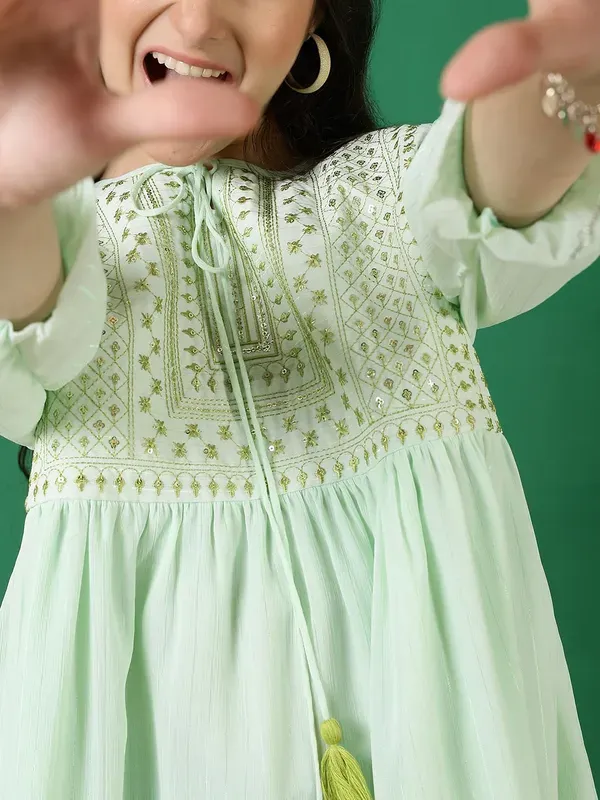 Pista_Georgette_Floral_Sequins_Embroidered_With_Neck_Tie_Up_Top_For_Girls