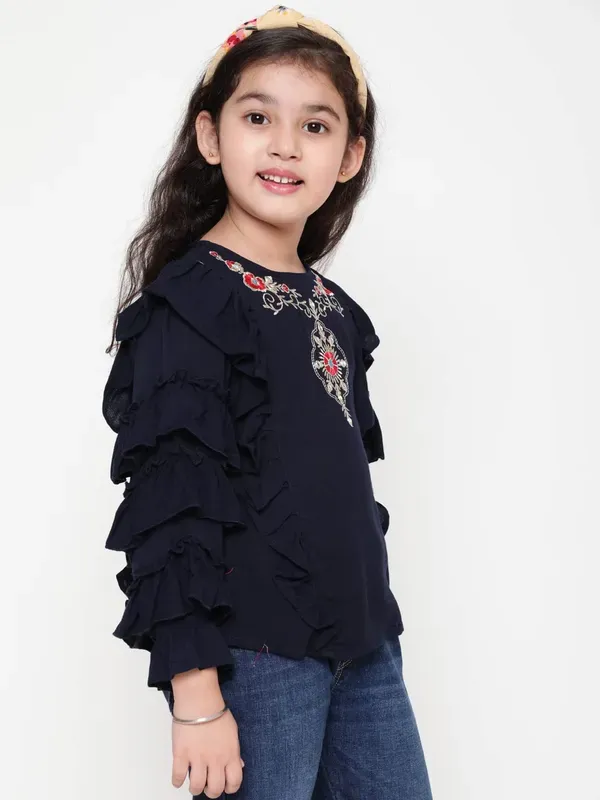 Black_Party_Embellished_Embroidered_Festive_Casual_Top_For_Girls