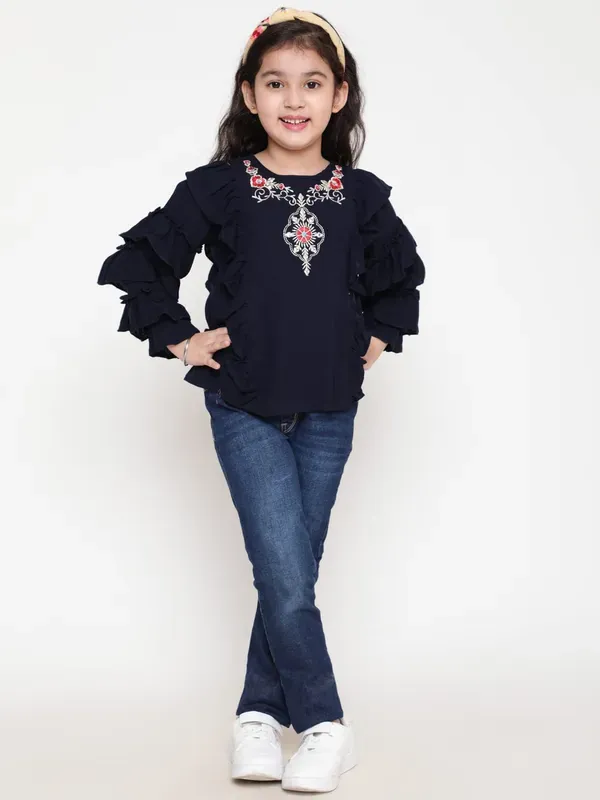 Black_Party_Embellished_Embroidered_Festive_Casual_Top_For_Girls
