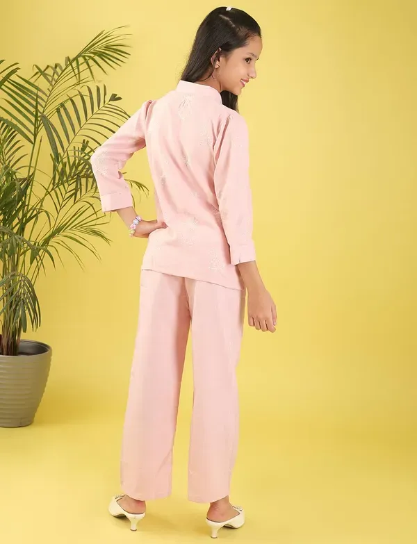 Peach_Traditional_Kurta_And_Pant_Set_For_Girls