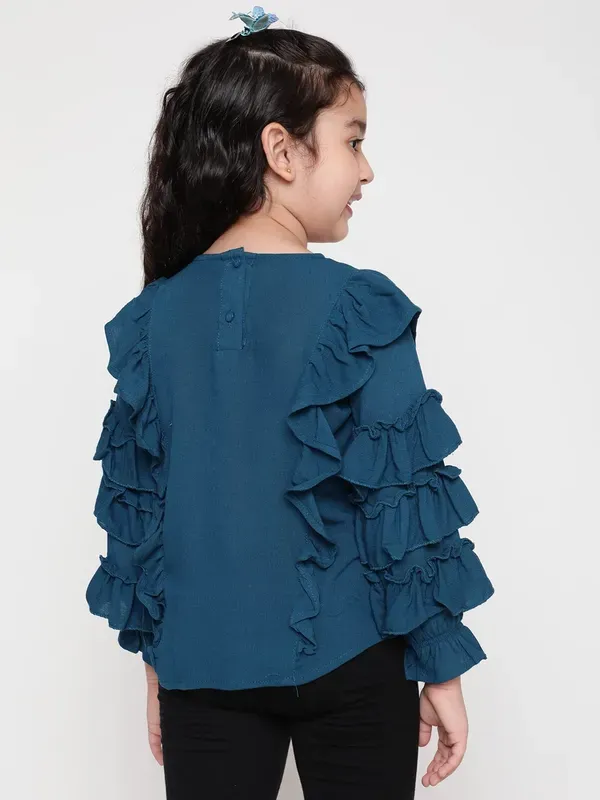 Dark_Blue_Party_Embellished_Embroidered_Festive_Casual_Top_For_Girls