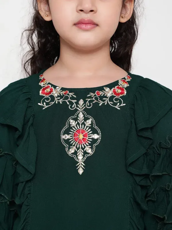 Green_Party_Embellished_Embroidered_Festive_Casual_Top_For_Girls