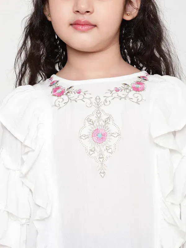 White_Party_Embellished_Embroidered_Festive_Casual_Top_For_Girls