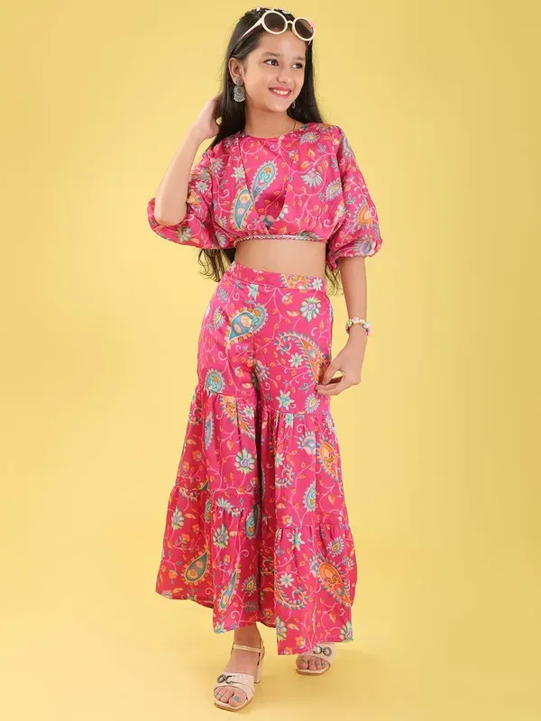 Pink_Silk_Paisley_Print_With_Placement_Embroidery_Co-Ord_Set_For_Girls