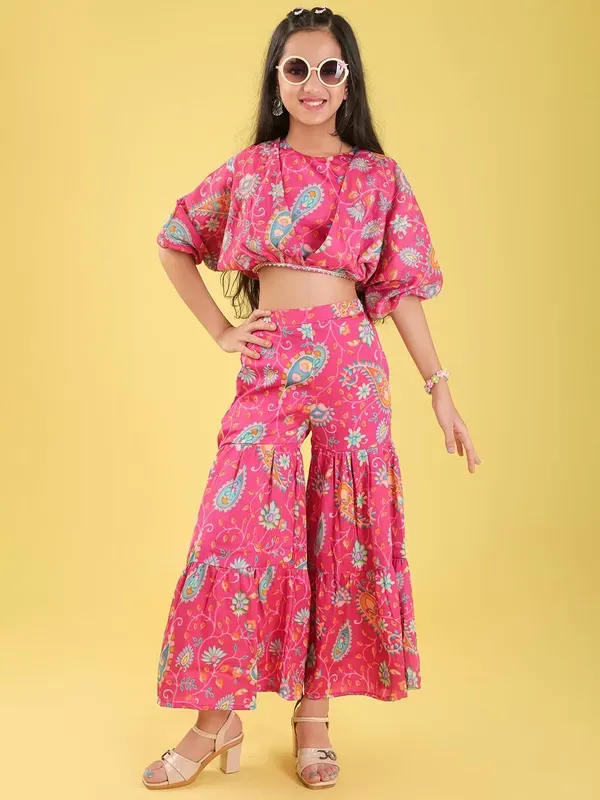 Pink_Silk_Paisley_Print_With_Placement_Embroidery_Co-Ord_Set_For_Girls