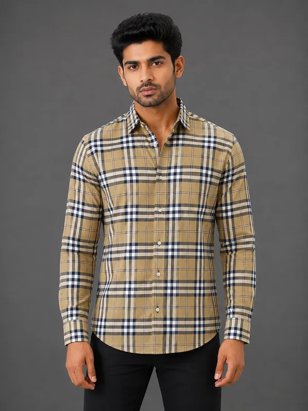 Beige_Plaid_Full_Sleeve_Shirt_for_Men