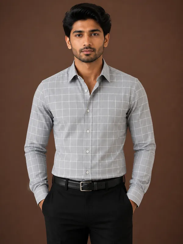 Grey_Checkered_Slim_Fit_Shirt_for_Men