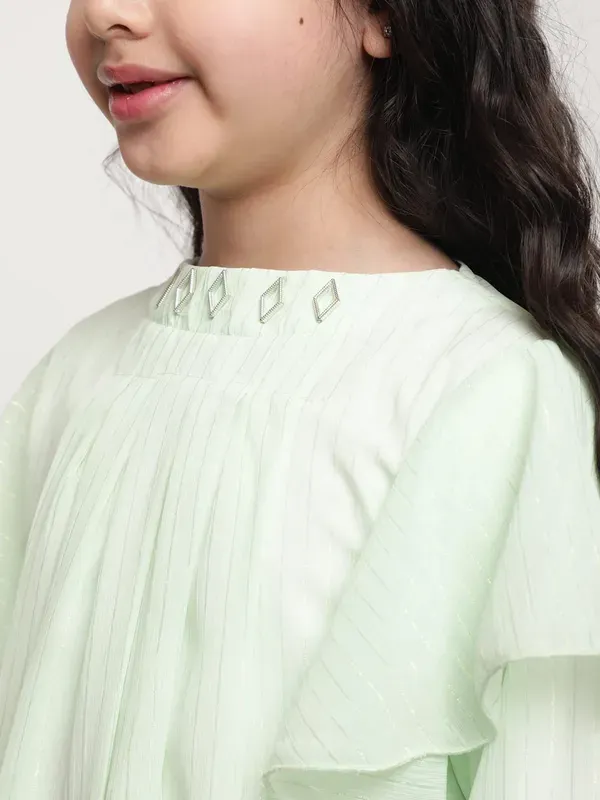 Pista_Layered_Sleeves_Solid_Regular_Fit_Round_Neck_Pleated_Casual_Top_For_Girls