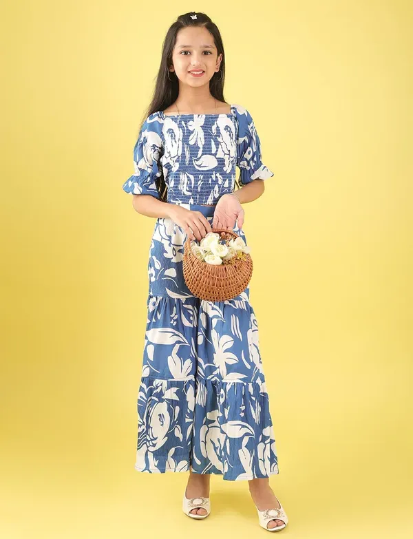 Blue_Floral_Smocked_Crop_Top_And_Wide_Leg_Palazzo_Pants_Co-Ord_Set_For_Girl
