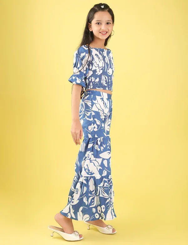 Blue_Floral_Smocked_Crop_Top_And_Wide_Leg_Palazzo_Pants_Co-Ord_Set_For_Girl