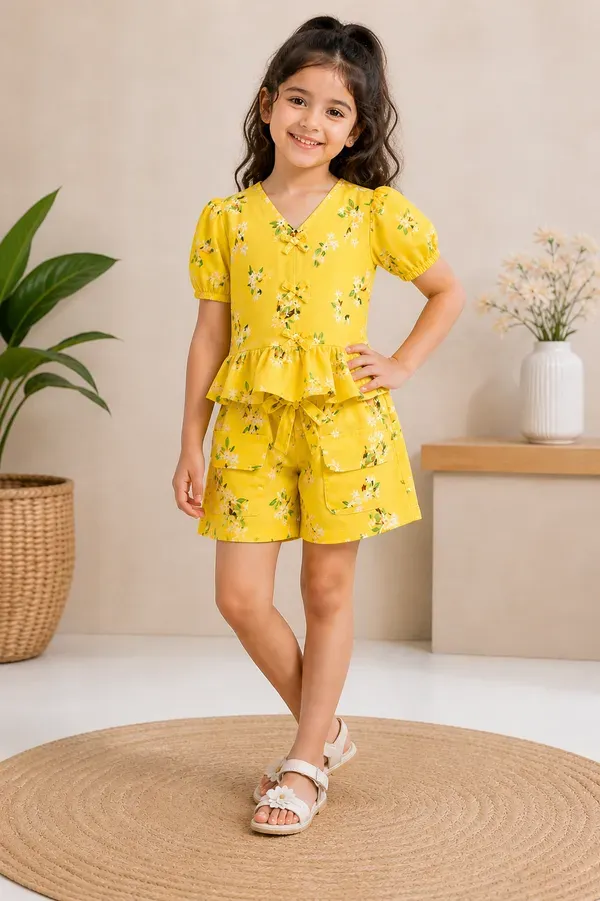 Sunny_Bloom_Floral_Co-Ord_Set_For_Girls_Yellow_Ruffle_Sleeve_Top