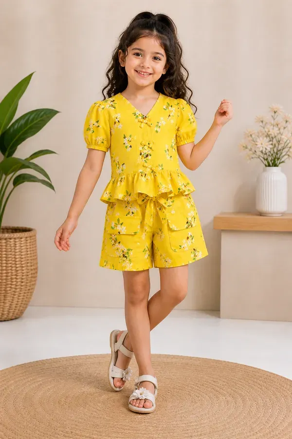 Sunny_Bloom_Floral_Co-Ord_Set_For_Girls_Yellow_Ruffle_Sleeve_Top