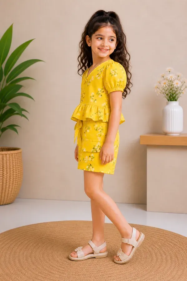 Sunny_Bloom_Floral_Co-Ord_Set_For_Girls_Yellow_Ruffle_Sleeve_Top