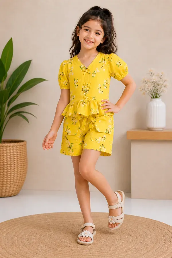 Sunny_Bloom_Floral_Co-Ord_Set_For_Girls_Yellow_Ruffle_Sleeve_Top
