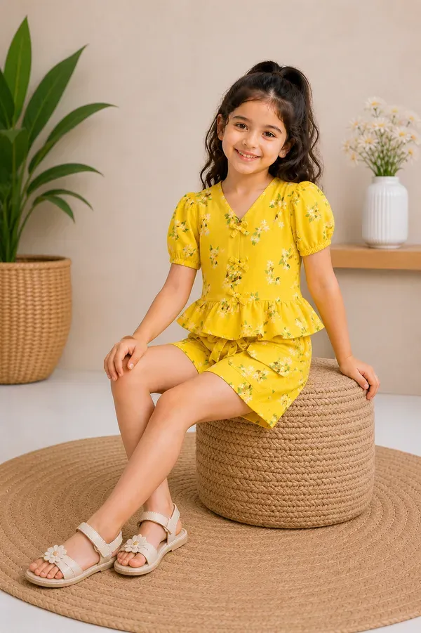 Sunny_Bloom_Floral_Co-Ord_Set_For_Girls_Yellow_Ruffle_Sleeve_Top