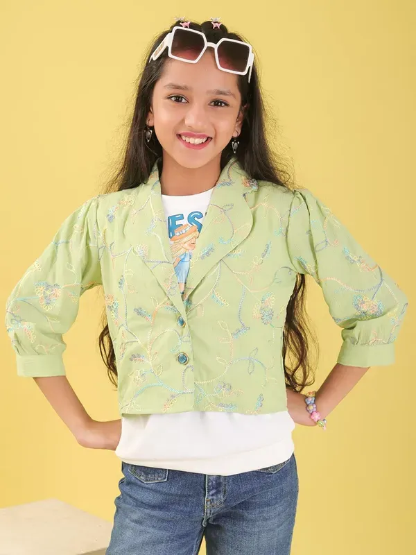 Green_Cotton_Blend_Floral_Embroidered_Top_With_Half_Sleeves_For_Girls