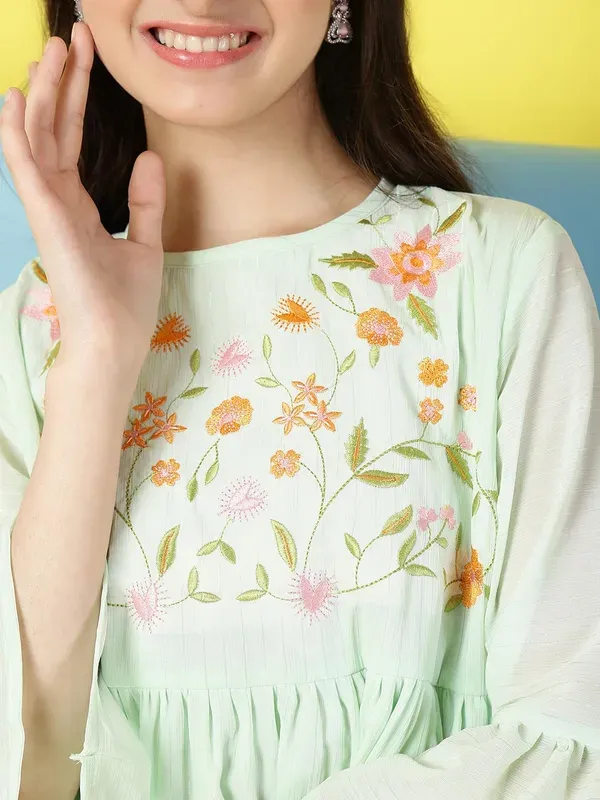 Pista_Bell_Sleeves_Embroidered_Regular_Fit_Round_Neck_Casual_Top_For_Girls