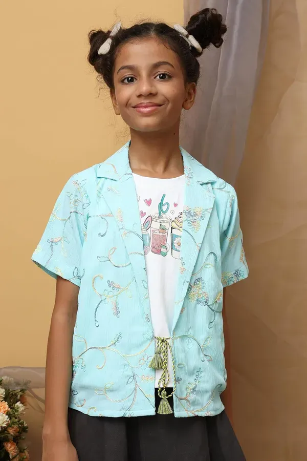 Sky_Blue_Polyester_Printed_T-Shirt_With_Shrug_Top_For_Girls