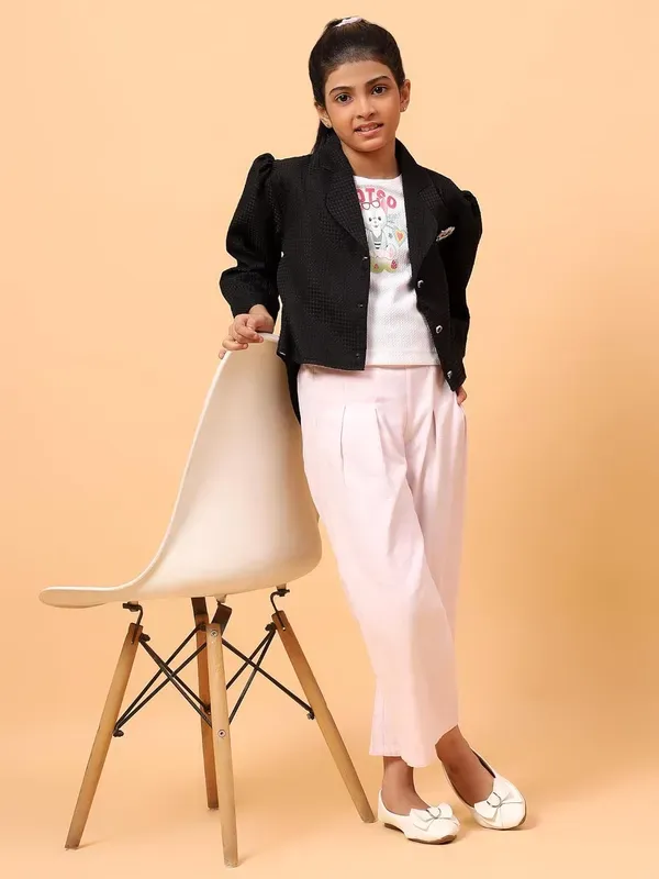 Black_Cotton_Blend_Stylish_Jacket_With_Sleeveless_T-Shirt_For_Girls